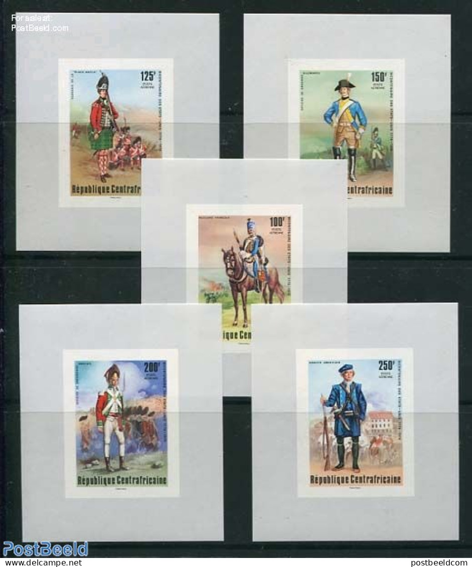 Central Africa 1976 American Bicentenary 5 S/s, Mint NH, History - Various - US Bicentenary - Uniforms - Kostüme