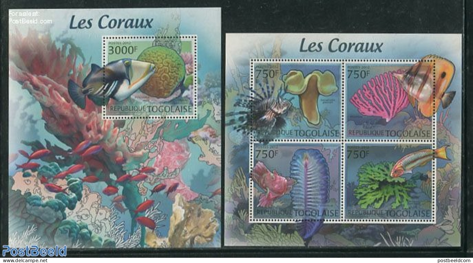 Togo 2012 Corals 2 S/s, Mint NH, Nature - Fish - Fishes