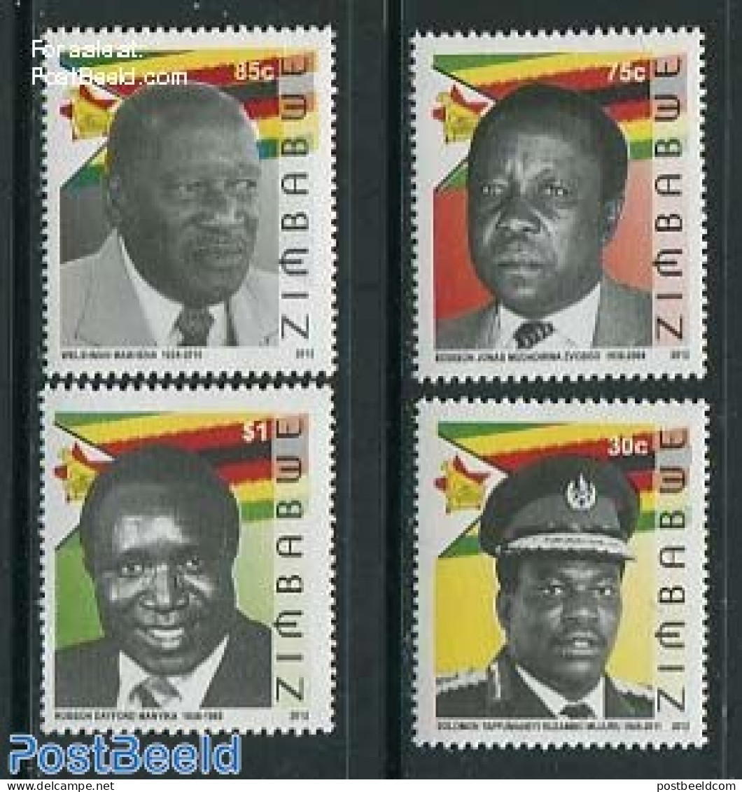Zimbabwe 2012 Heroes 4v, Mint NH - Zimbabwe (1980-...)