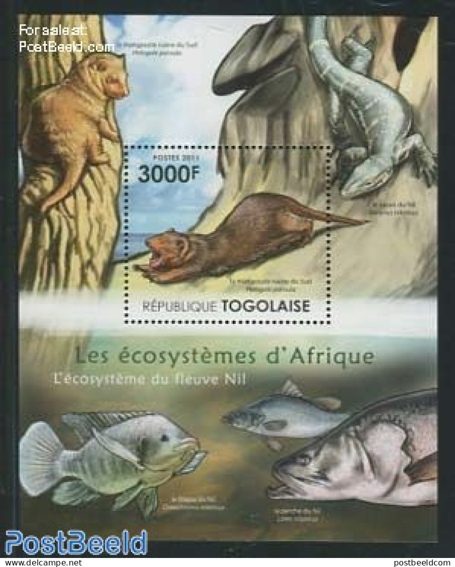 Togo 2011 African Eco Systems, Nile S/s, Mint NH, Nature - Animals (others & Mixed) - Fish - Peces