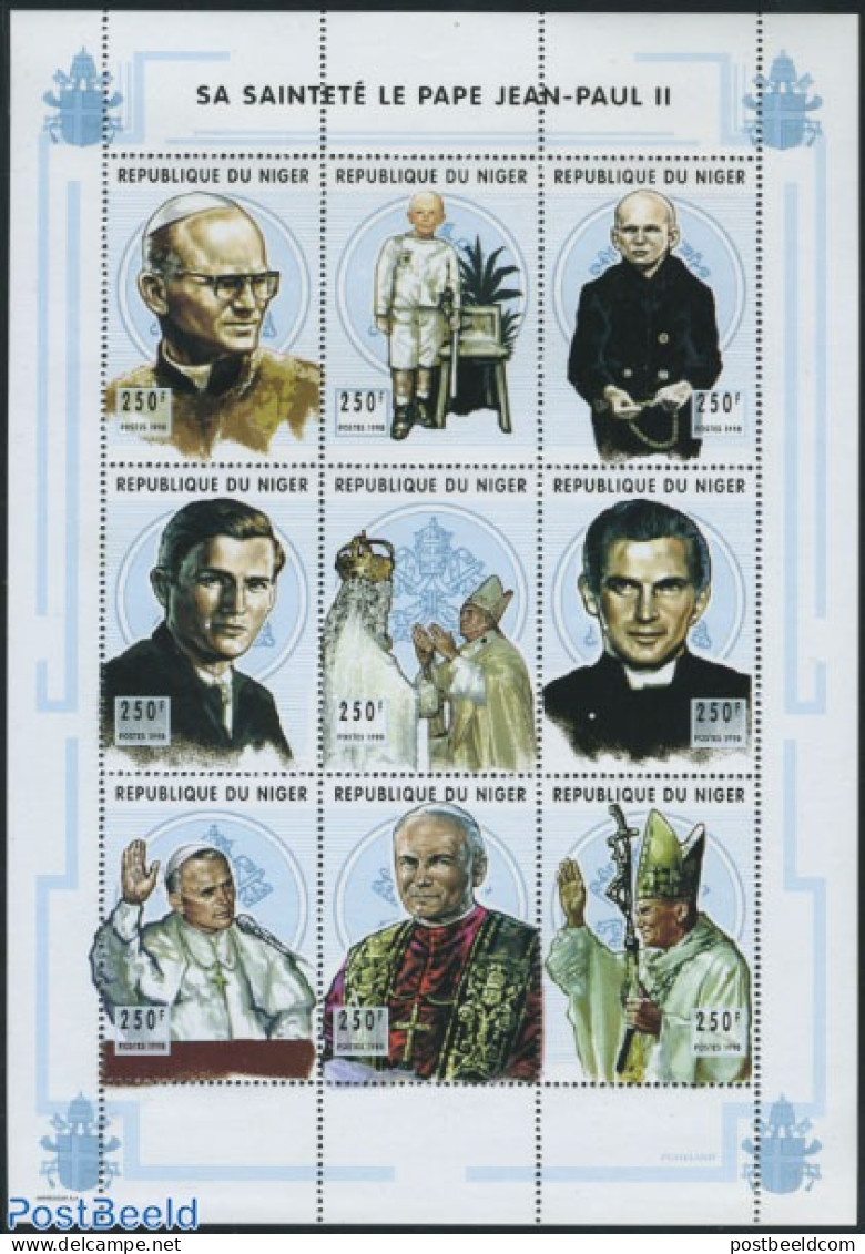 Niger 1998 Pope John Paul II 9v M/s, Mint NH, Religion - Pope - Religion - Päpste