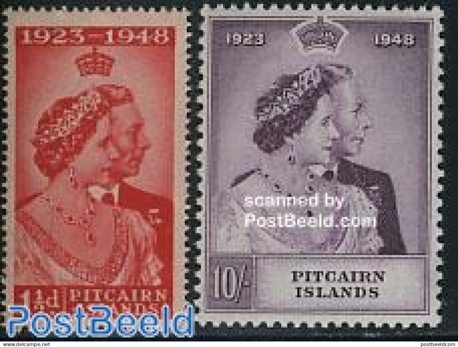 Pitcairn Islands 1949 Royal Silver Wedding 2v, Unused (hinged), History - Kings & Queens (Royalty) - Royalties, Royals