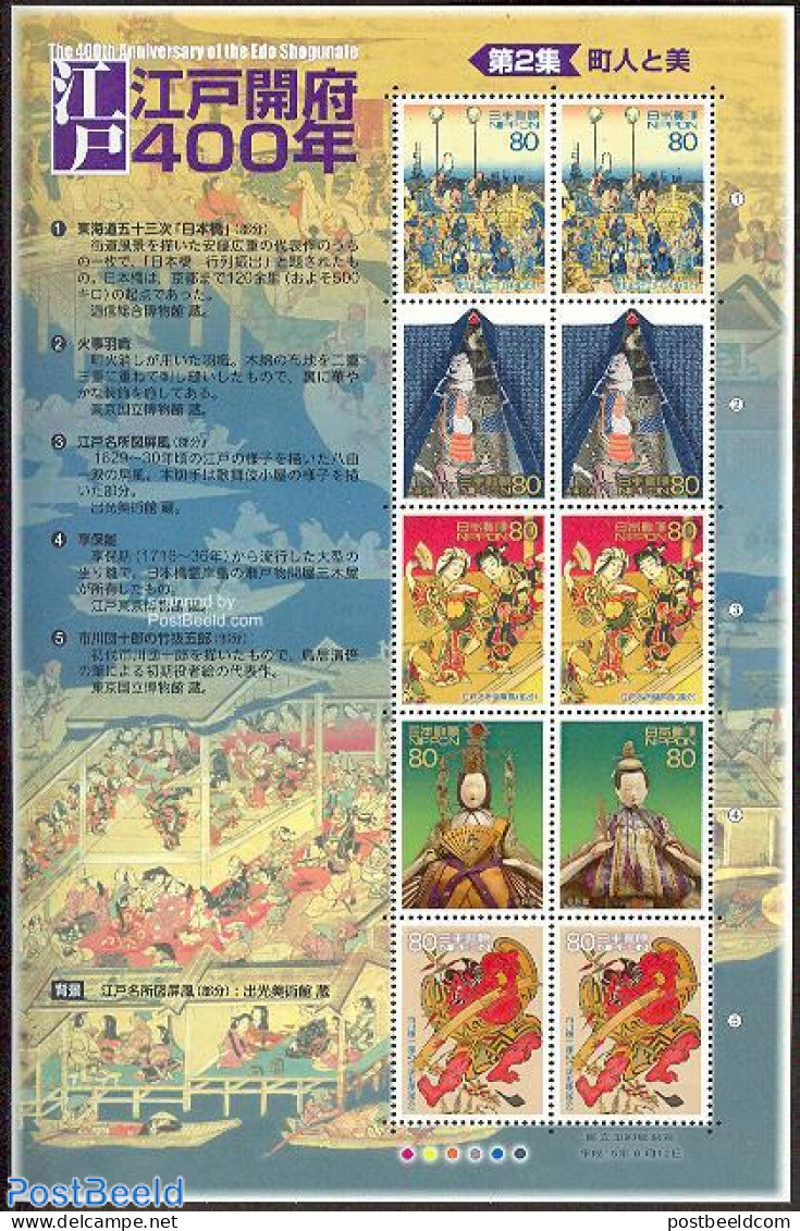 Japan 2003 Edo Shogunate(2) M/s, Mint NH, History - Performance Art - History - Theatre - Art - Bridges And Tunnels - Unused Stamps