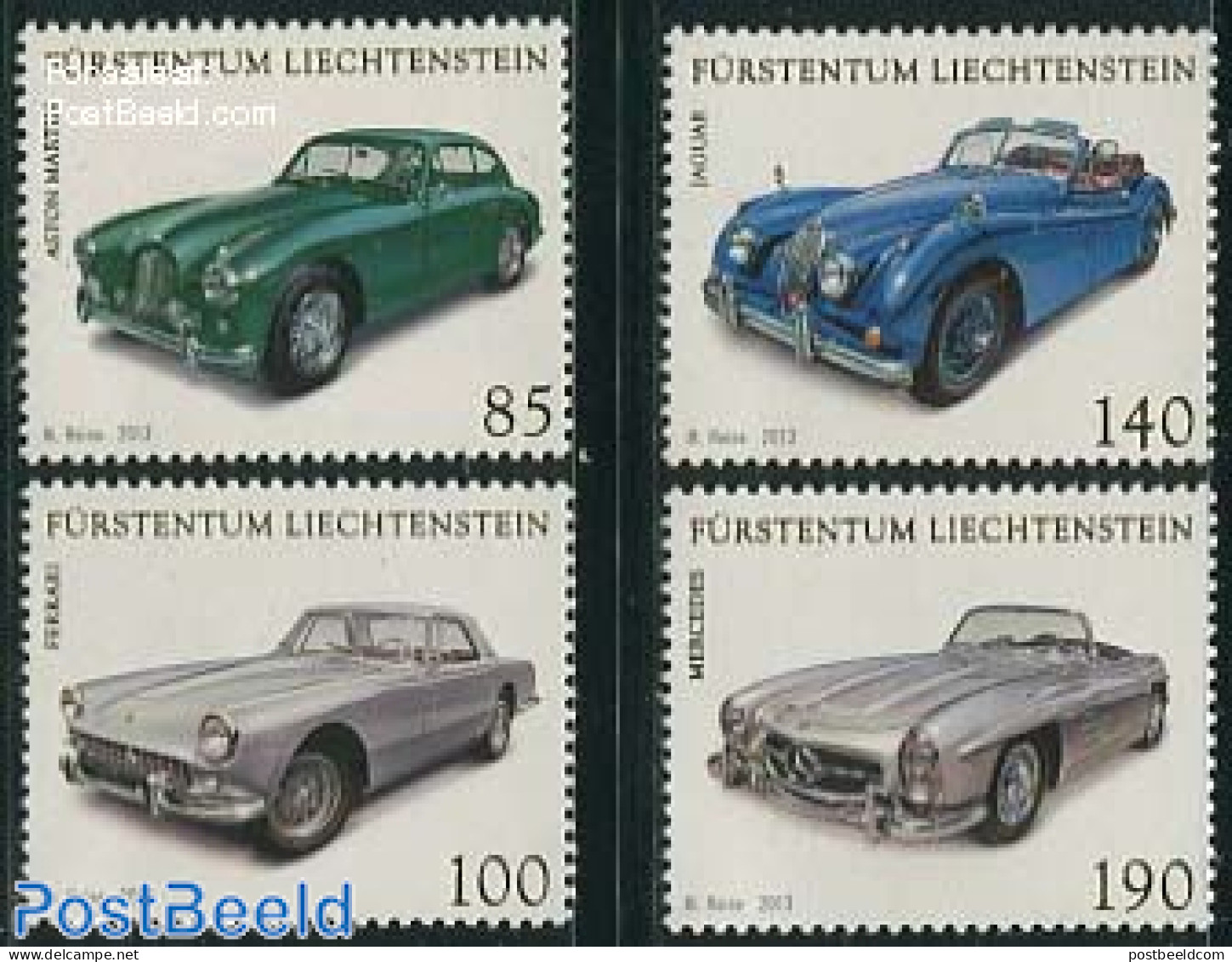 Liechtenstein 2013 Automobiles 4v, Mint NH, Transport - Automobiles - Ferrari - Ongebruikt