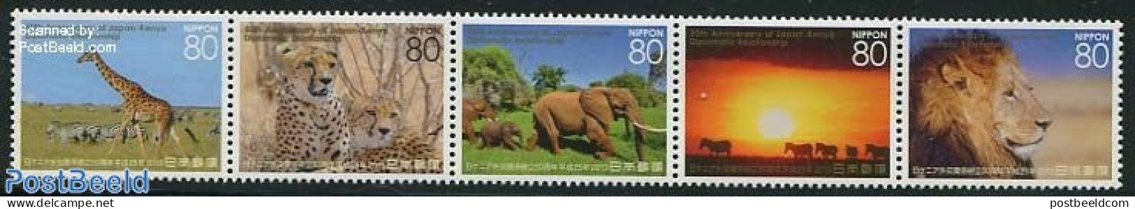 Japan 2013 50 Years Diplomatic Relations With Kenya 5v [::::], Mint NH, Nature - Animals (others & Mixed) - Cat Family.. - Unused Stamps