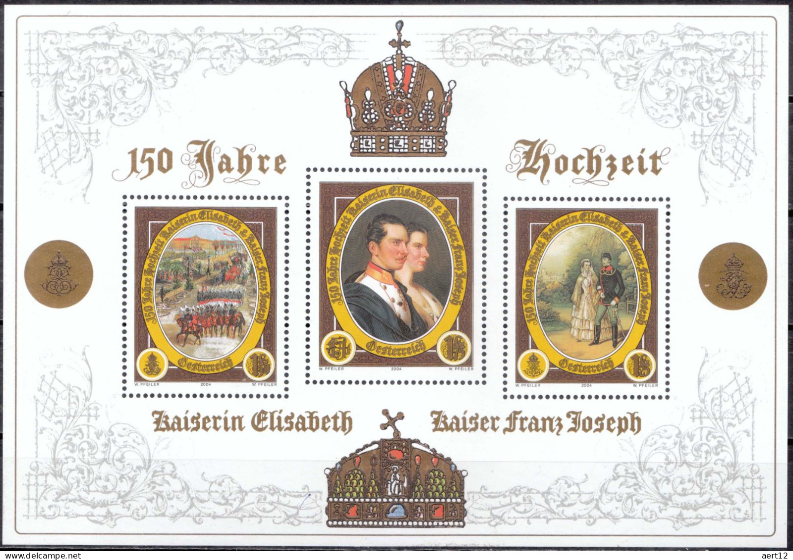 2004, Austria, Franz Joseph, Emperors, Heads Of State, Royalty, Town Squares, MNH(**), Mi: BL23 - Ongebruikt