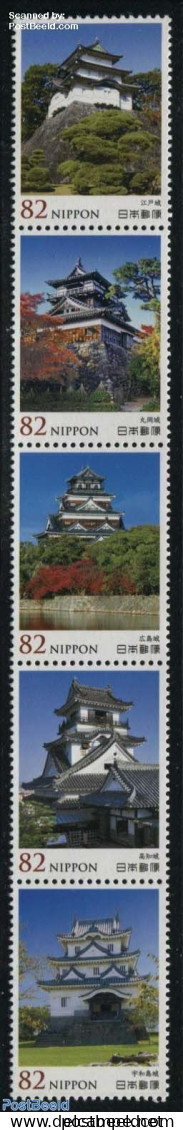 Japan 2015 Japanese Castle Series No. 5 5v [::::], Mint NH, Art - Castles & Fortifications - Unused Stamps