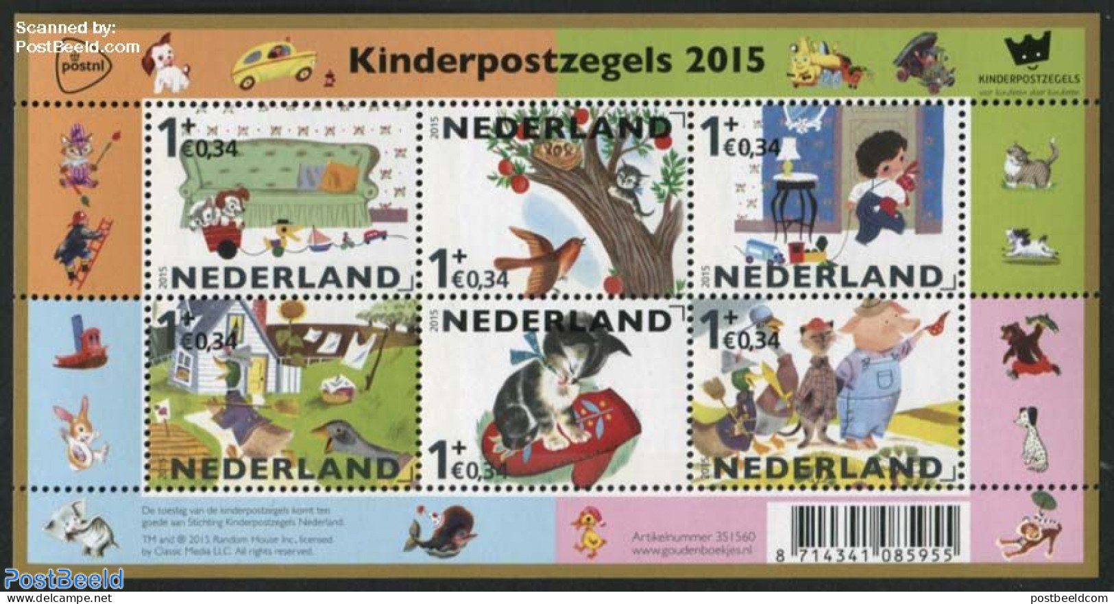 Netherlands 2015 Child Welfare 6v M/s, Mint NH, Nature - Transport - Birds - Cats - Ducks - Fire Fighters & Prevention.. - Unused Stamps