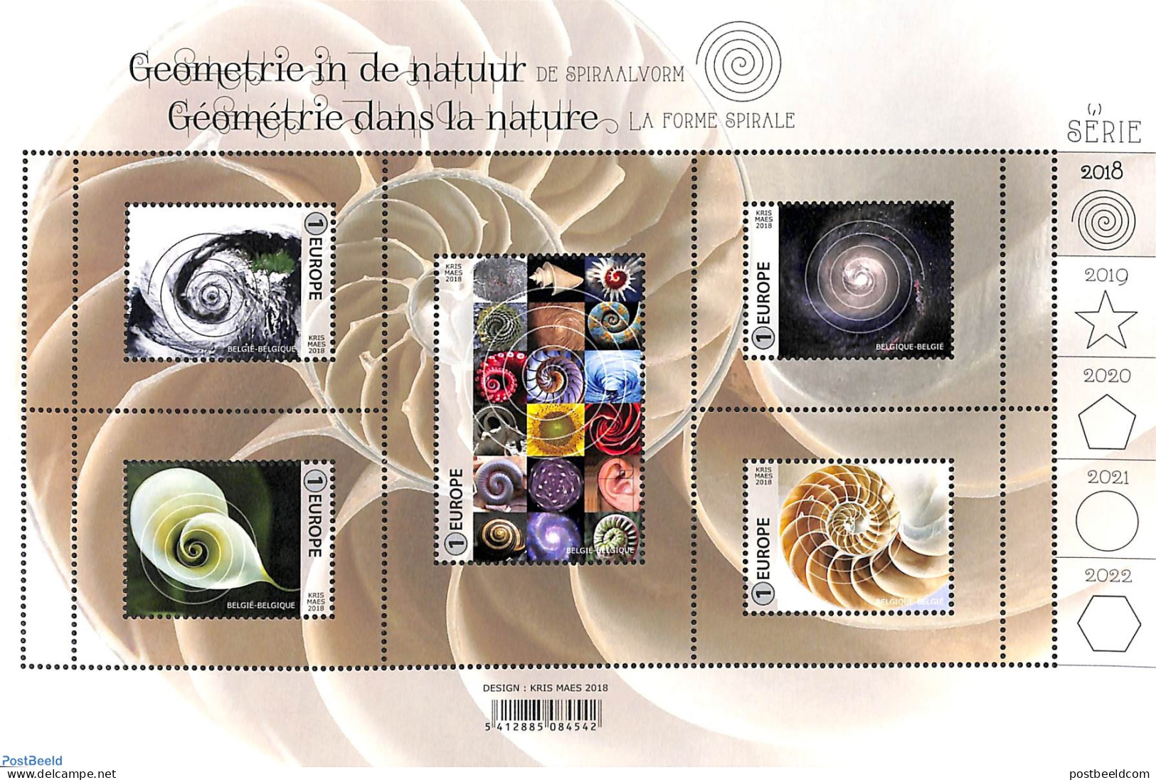Belgium 2018 Geometry In Nature M/s, Mint NH, Nature - Science - Shells & Crustaceans - Meteorology - Nuevos