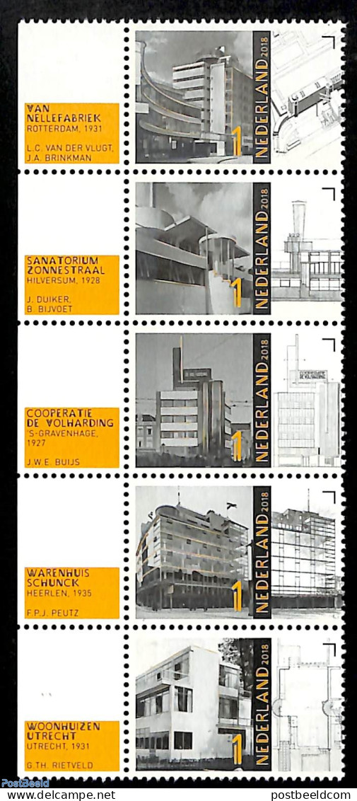 Netherlands 2018 Modern Architecture 5v+tabs [::::], Mint NH, Art - Modern Architecture - Unused Stamps
