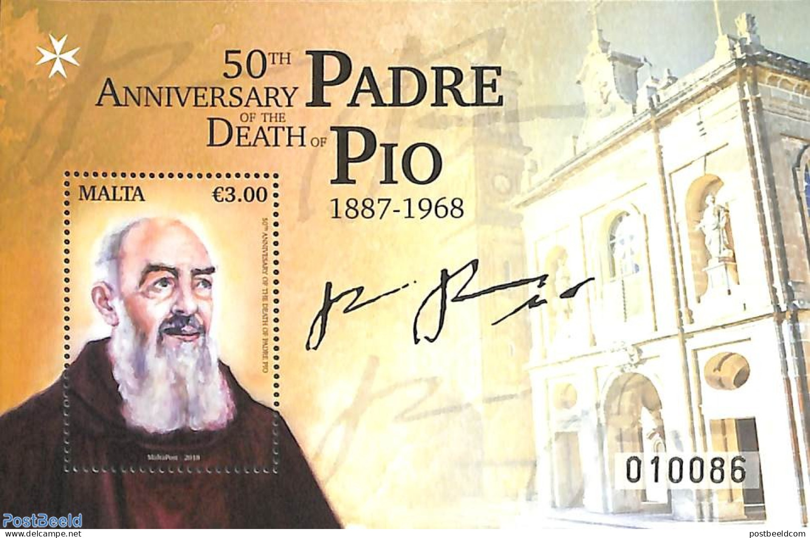 Malta 2018 Padre Pio S/s, Mint NH, Religion - Religion - Malta