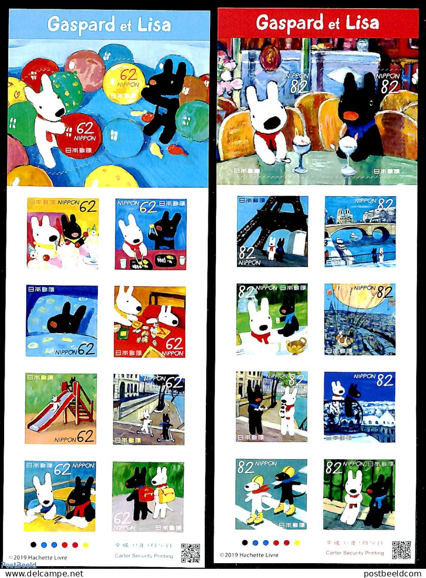 Japan 2019 Gaspard Et Lisa 20v (2 M/s) S-a, Mint NH, Art - Children's Books Illustrations - Unused Stamps