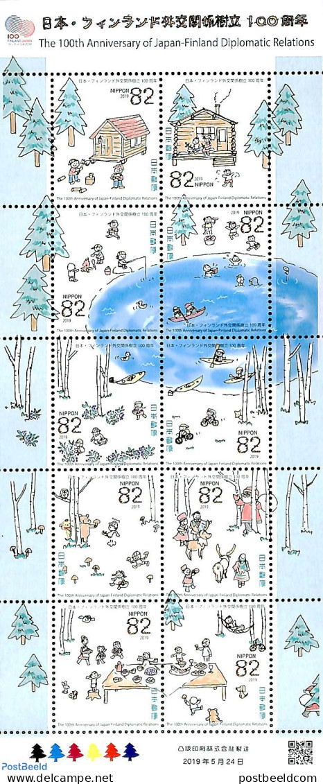 Japan 2019 Diplomatic Relationship With Finland M/s, Mint NH, Transport - Ships And Boats - Art - Comics (except Disney) - Unused Stamps