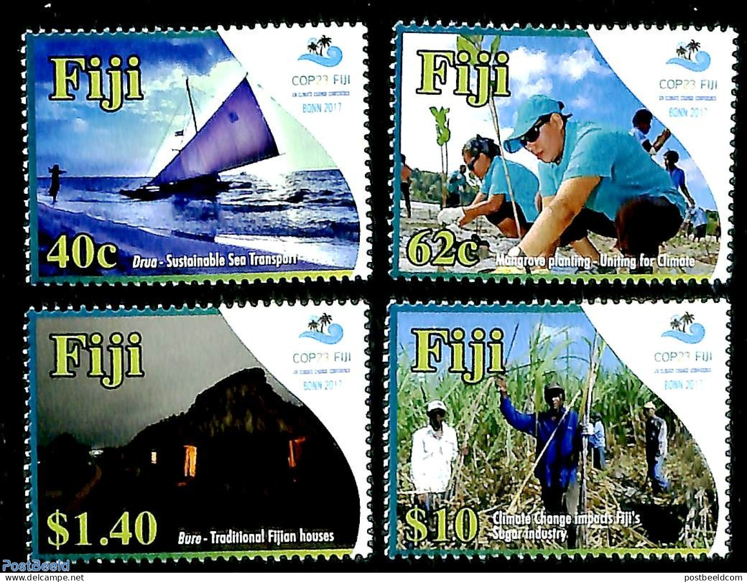 Fiji 2019 COP23 Conference 4v, Mint NH, Nature - Transport - Environment - Ships And Boats - Protection De L'environnement & Climat
