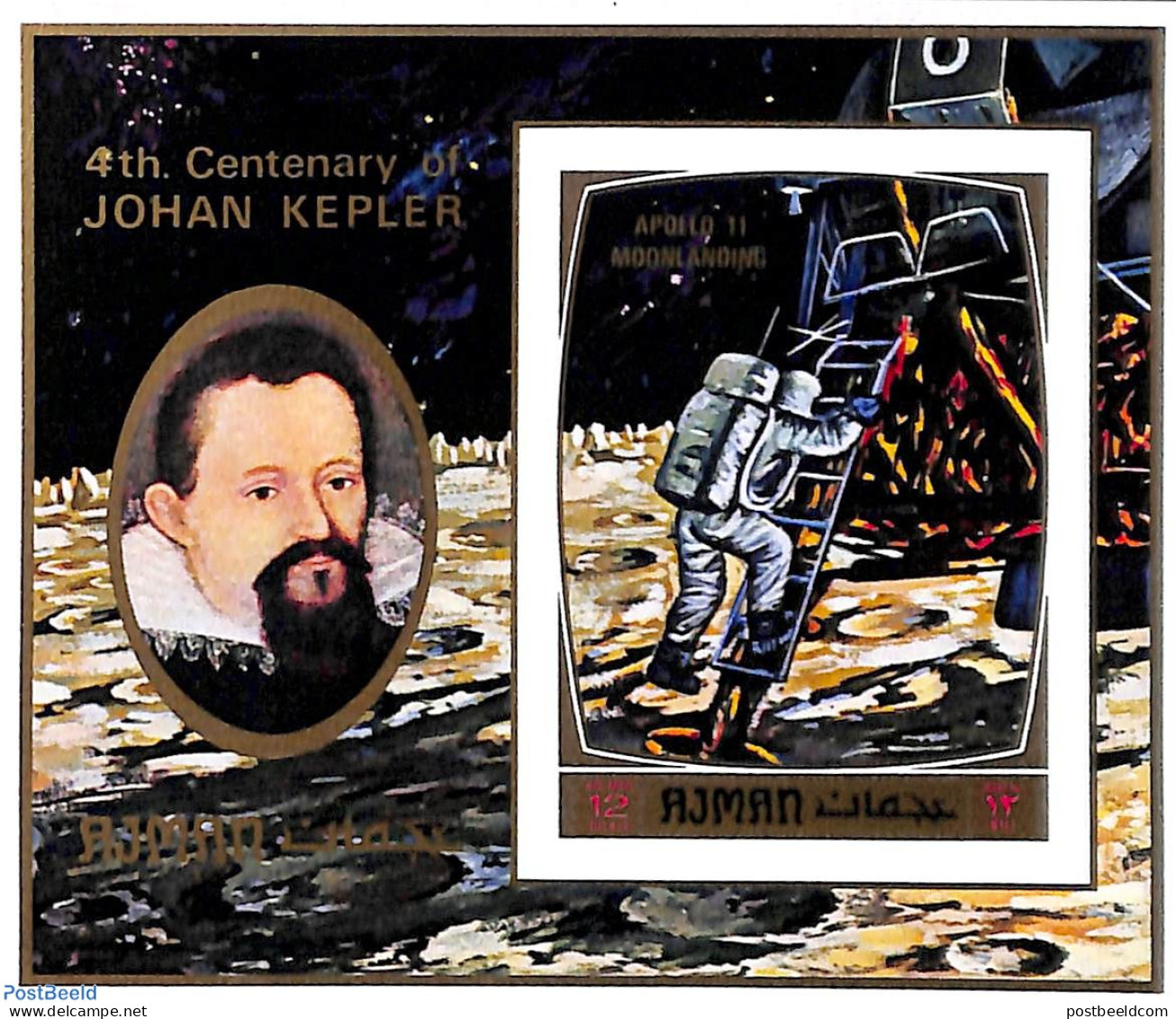 Ajman 1971 Space, Apollo 11, Kepler S/s, Imperforated, Mint NH, Transport - Space Exploration - Ajman