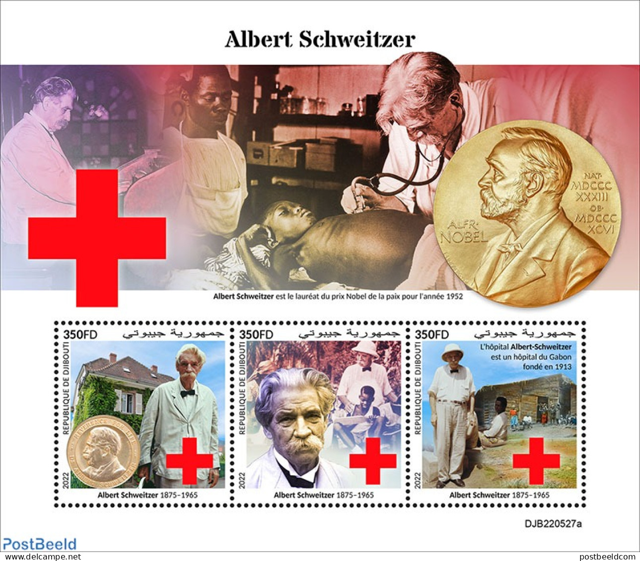 Djibouti 2022 Albert Schweitzer, Mint NH, Health - History - Science - Nobel Prize Winners - Prix Nobel