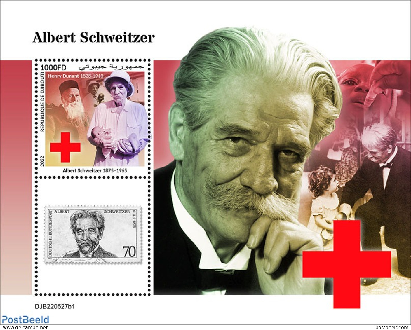 Djibouti 2022 Albert Schweitzer, Mint NH, Health - History - Science - Nobel Prize Winners - Prix Nobel