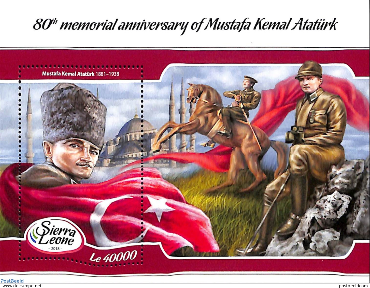 Sierra Leone 2018 80th Memorial Anniversary Of Mustafa Kemal Atatürk, Mint NH, History - Nature - Militarism - Politi.. - Militaria
