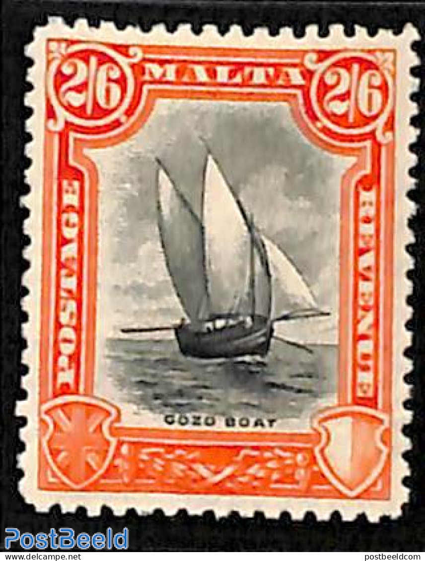Malta 1930 2/6sh, Stamp Out Of Set, Mint NH, Transport - Ships And Boats - Ships