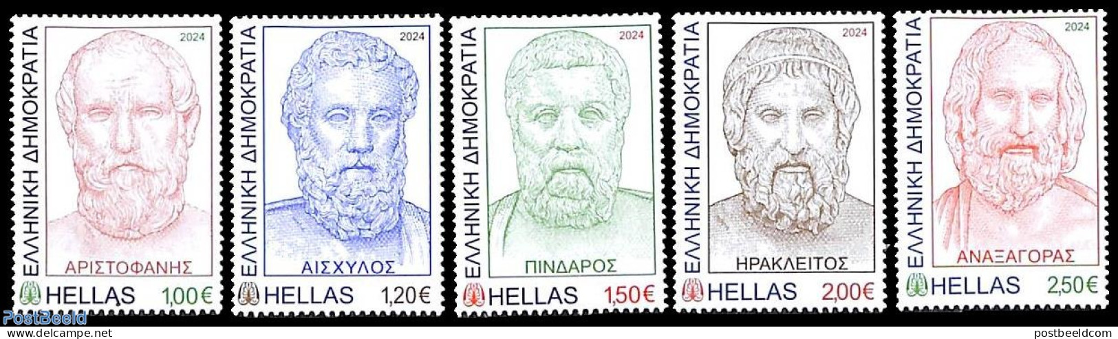 Greece 2024 Ancient Greek Literature 5v, Mint NH, Art - Authors - Nuovi