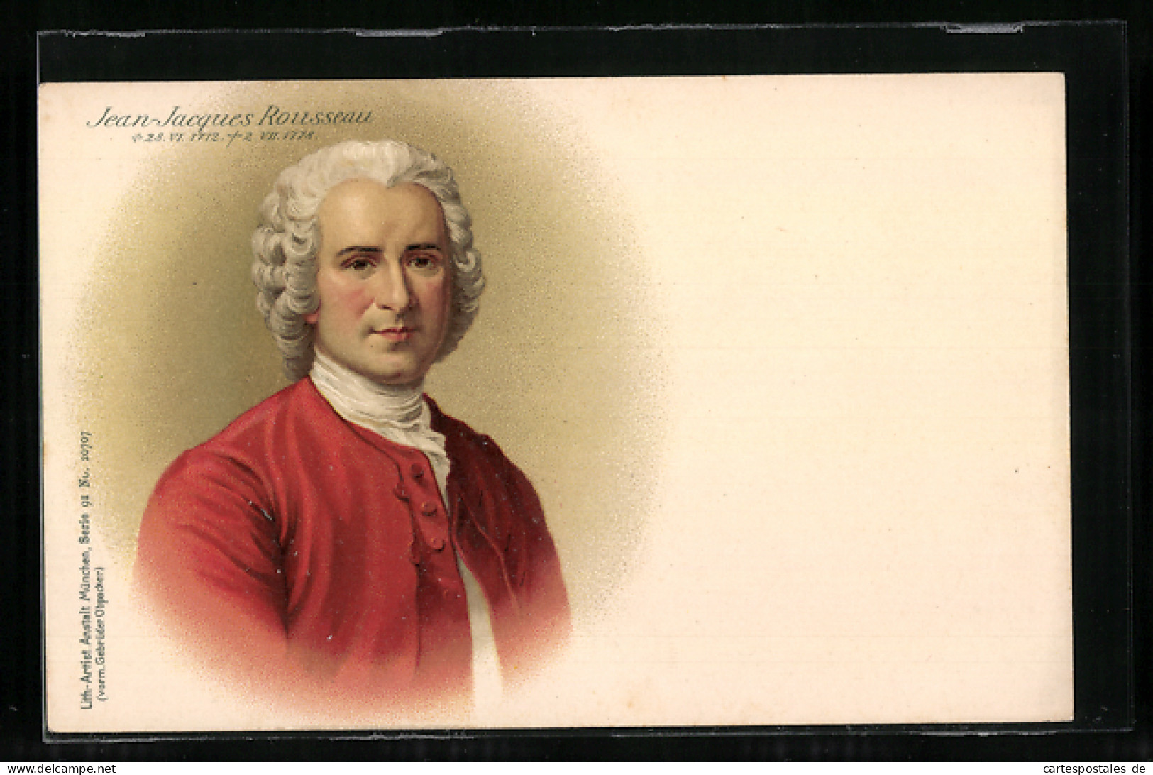 AK Bildnis Jean Jacques Rousseau In Roter Jacke  - Writers