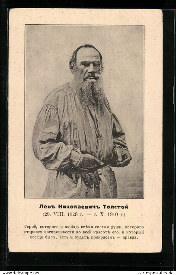 Künstler-AK Lew Nikolajewitsch Tolstoi, Portrait Des Dichters  - Ecrivains