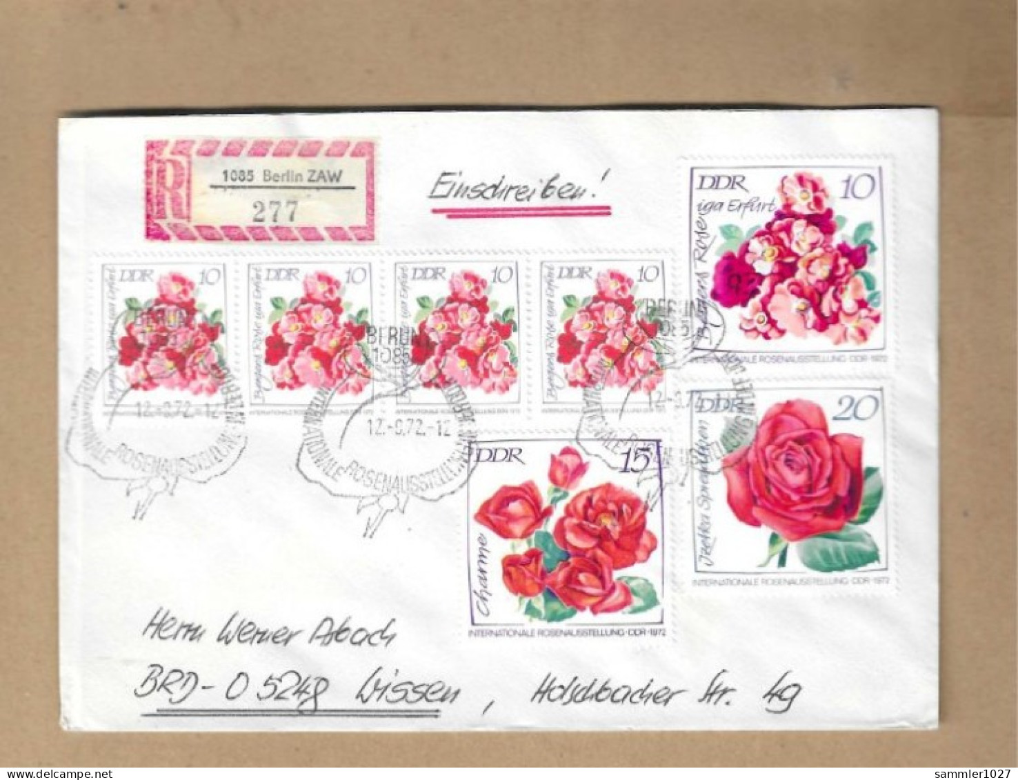 Los Vom 04.05 Einschreiben-Briefumschlag Aus Berlin 1972 - Lettres & Documents