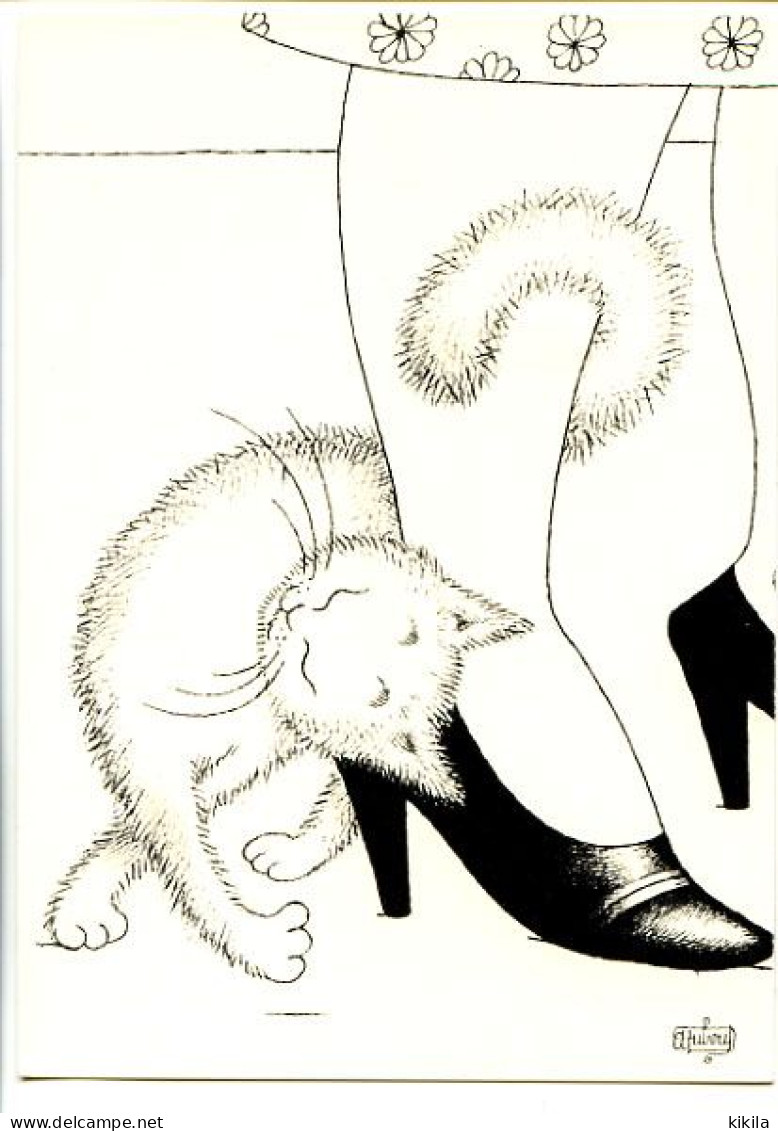 CPSM 10.5 X 15 Illustrateur  Albert DUBOUT Extrait De "Entre Chats"  Ed Du Livre 1962  Chat Se Frottant à Une Jambe * - Dubout