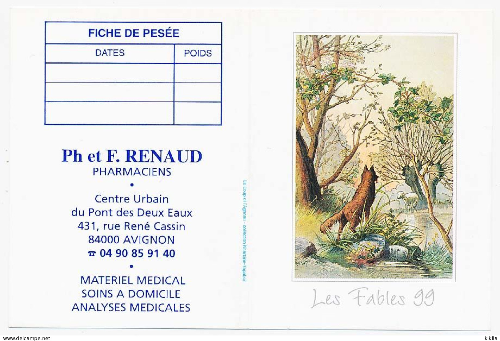 Calendrier De Poche 1999 Les Fables De La Fontaine Le Loup Et L'agneau Collection Kharbine-Tapabor* - Small : 1991-00
