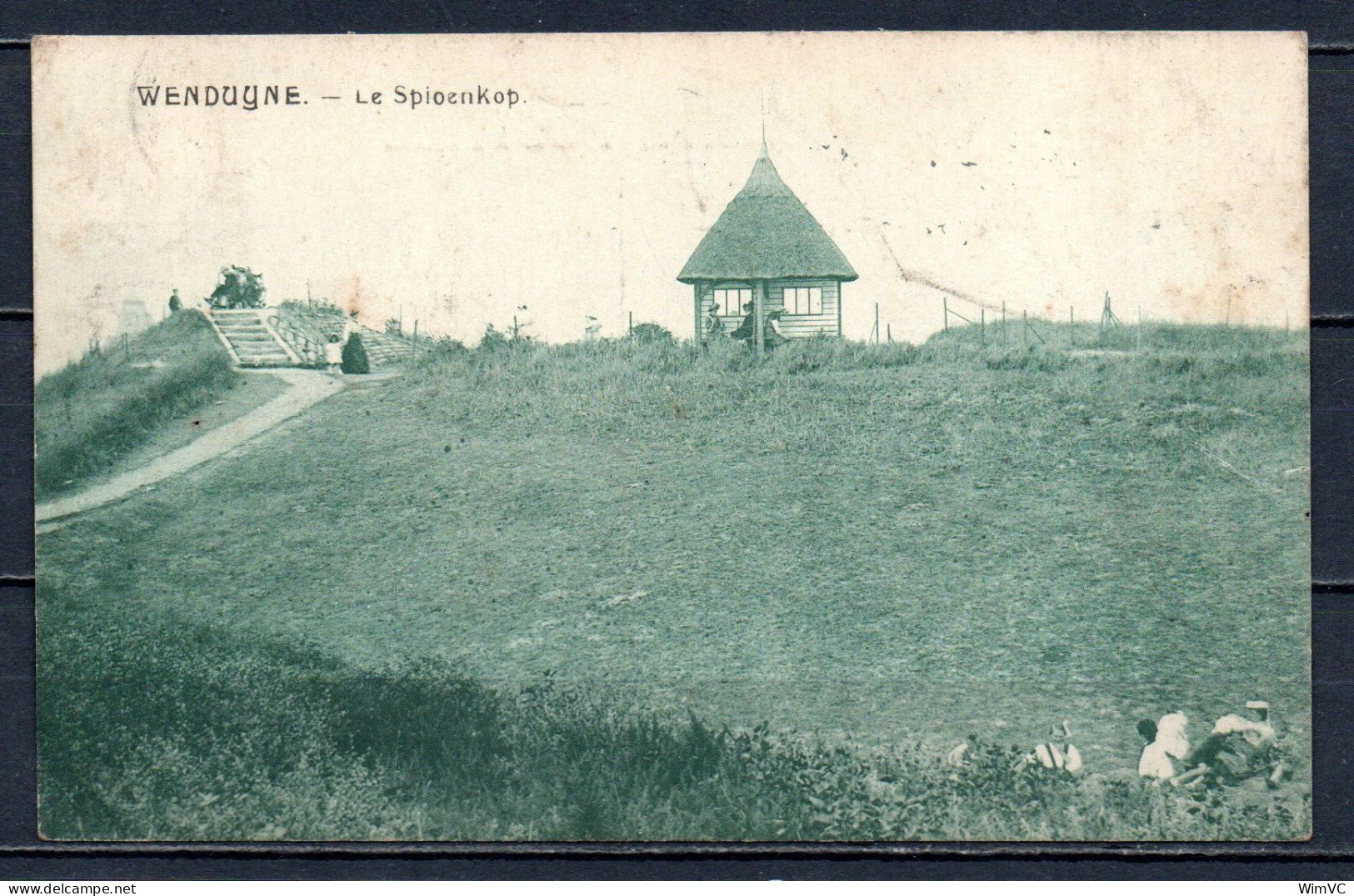 166 Op Postkaart (gelopen) WENDUYNE - Le Spioenkop Gestempeld WENDUYNE - 1919-1920 Roi Casqué