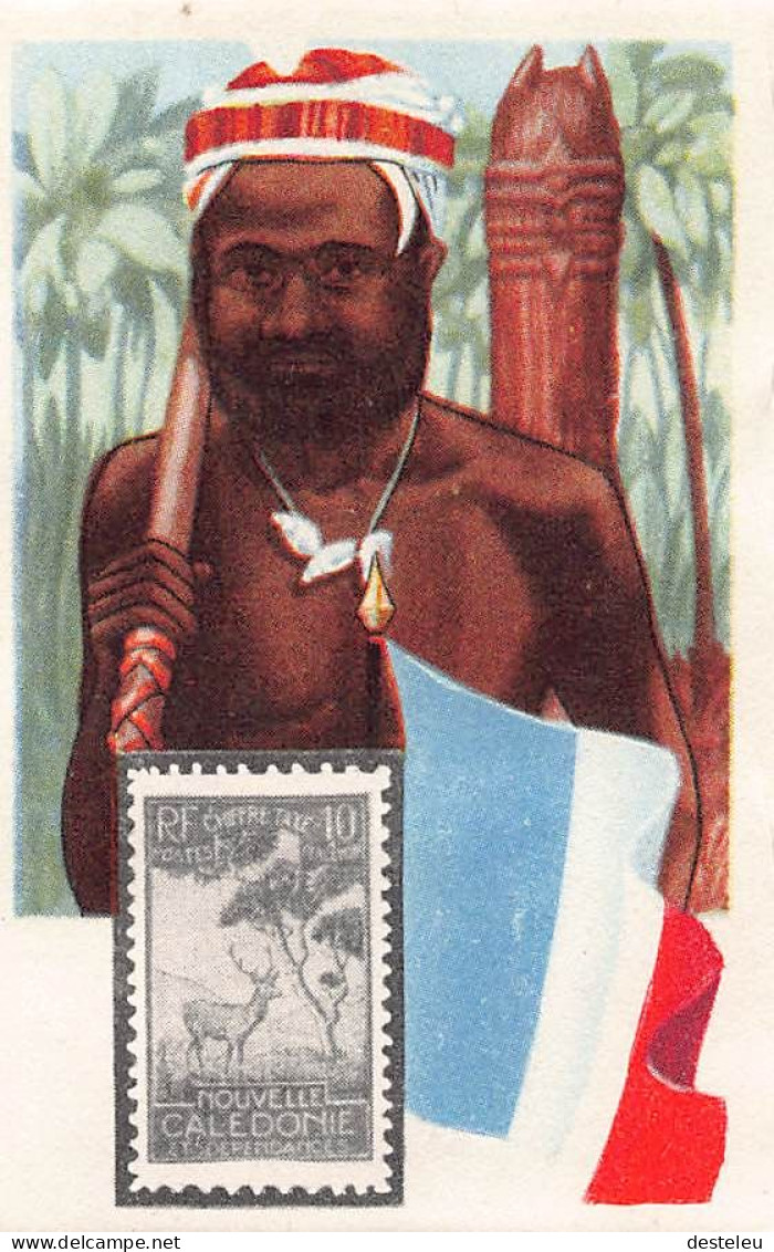 Cacao Et Chocolat - La Poste Internationale - Flag And Stamp Chromo Kwatta - New Caledonia - Nouvelle-Calédonie - Sonstige & Ohne Zuordnung