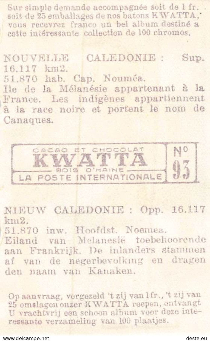Cacao Et Chocolat - La Poste Internationale - Flag And Stamp Chromo Kwatta - New Caledonia - Nouvelle-Calédonie - Sonstige & Ohne Zuordnung