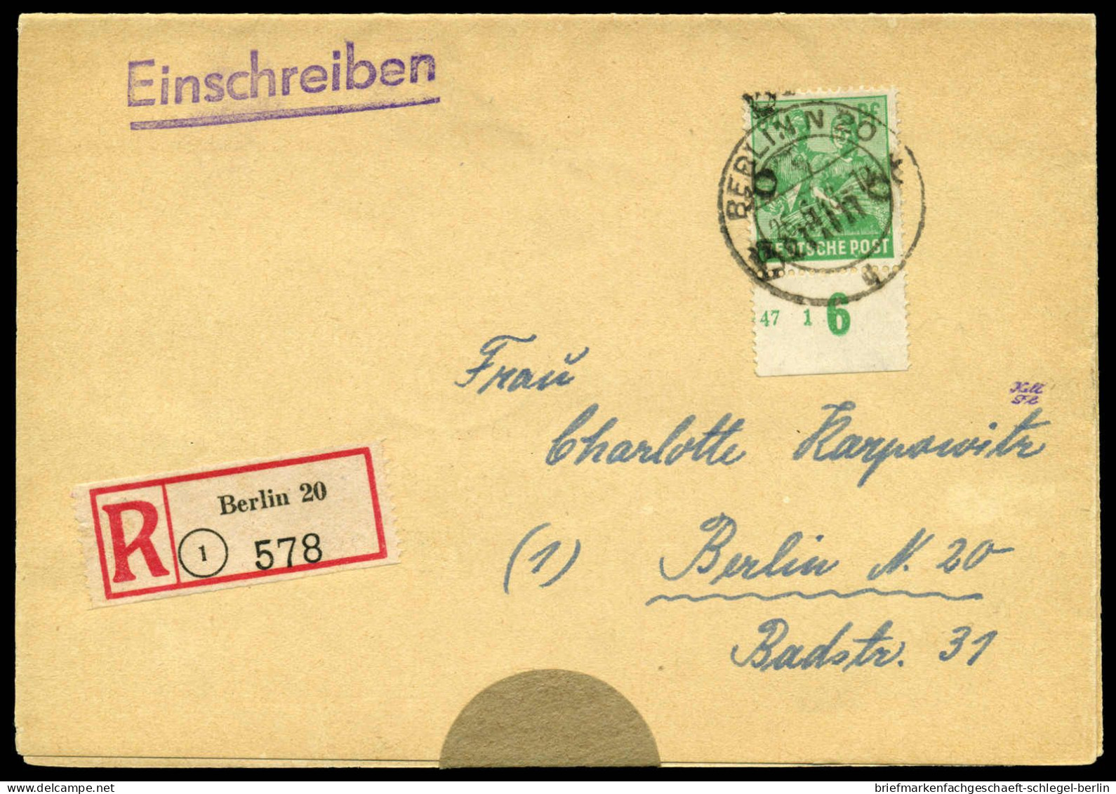 Berlin Vorläufer, 1948, 181 I, Brief - Other & Unclassified