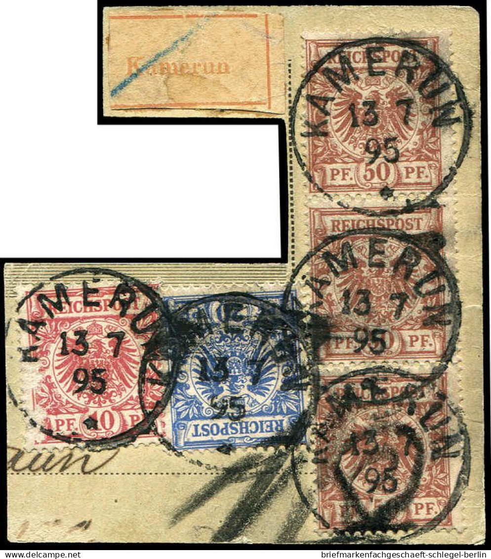 Deutsche Kolonien Kamerun, Vorläufer, 1895, V 48, V 50, Briefstück - Cameroun