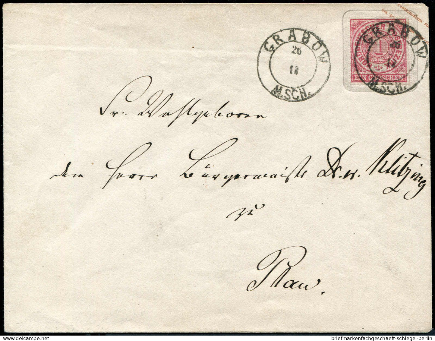 Altdeutschland Norddeutscher Postbezirk, 1864, U 9 B, Brief - Autres & Non Classés