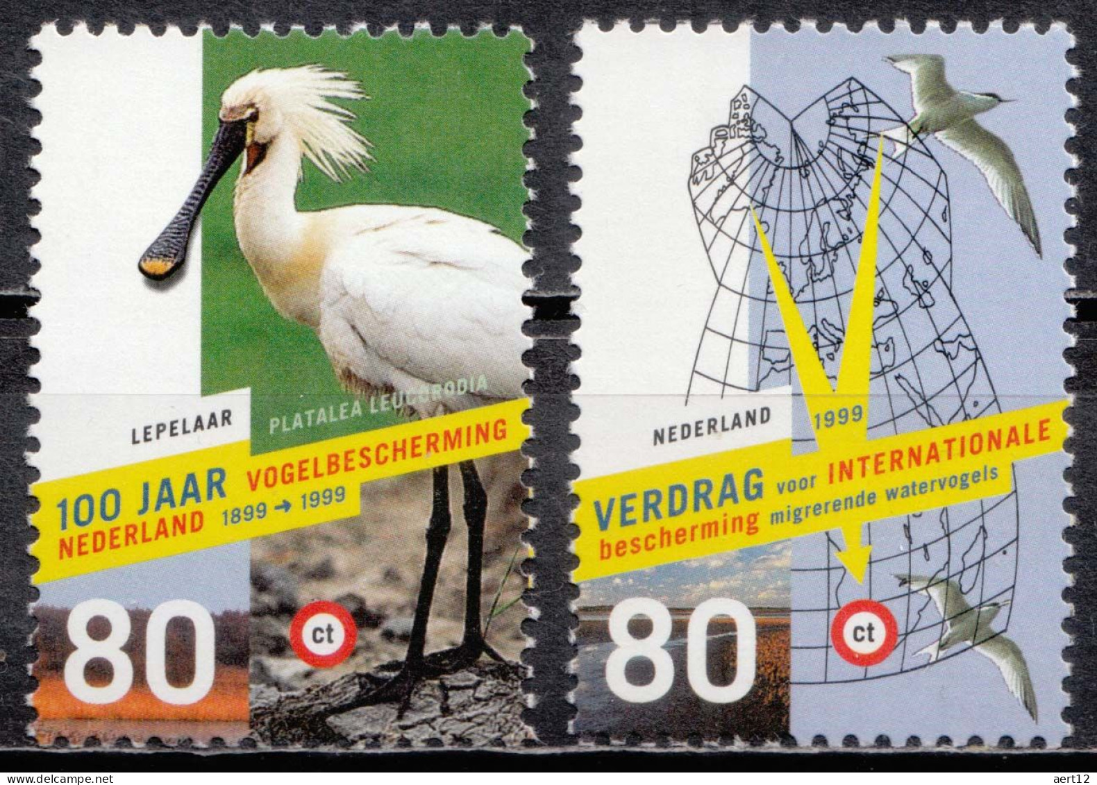 1999, Netherlands, Waterfowls Protection, Animals, Birds, Environment Protection, Gulls, 2 Stamps, MNH(**), NL 1706-07 - Ongebruikt