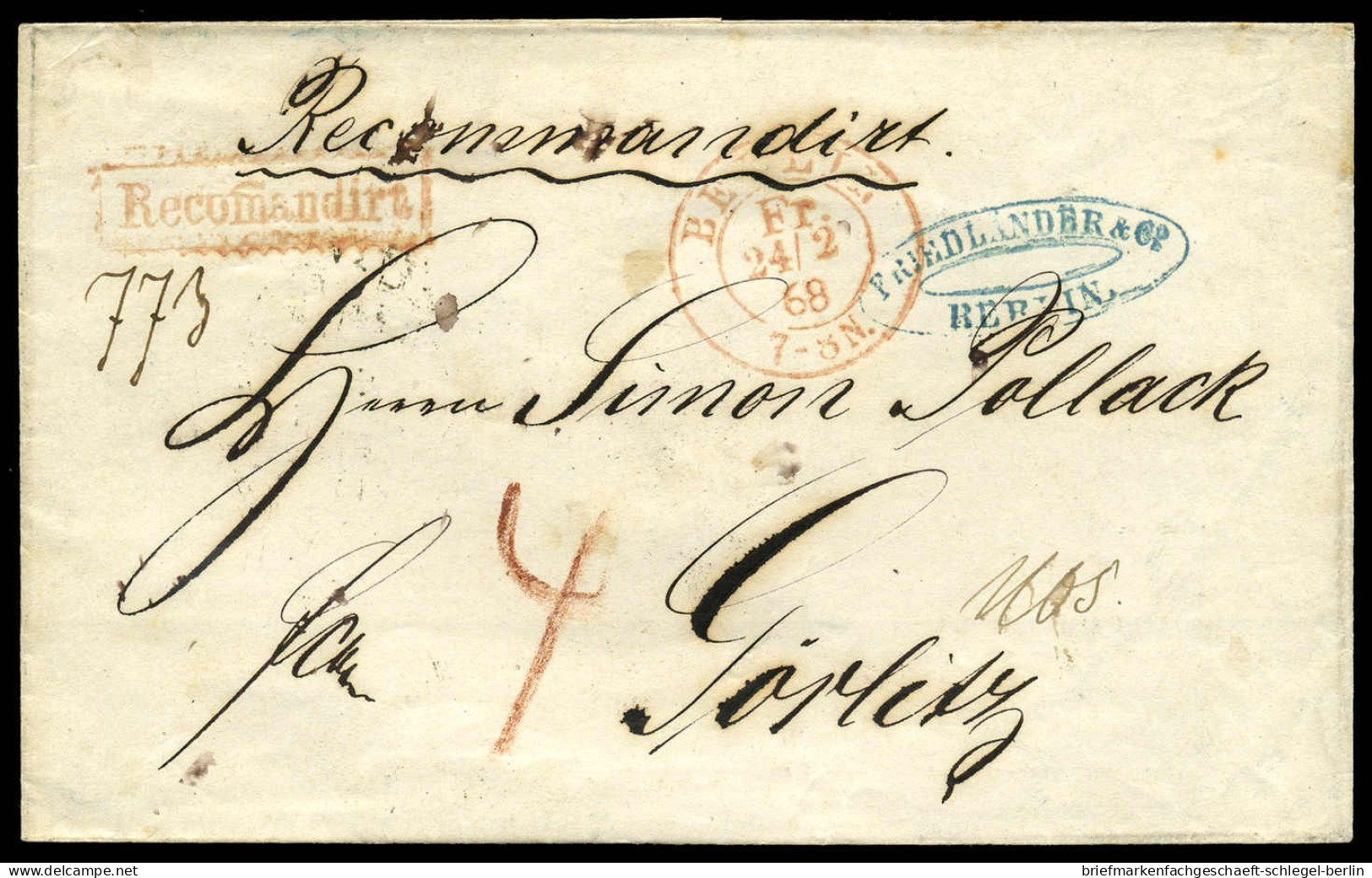 Berliner Postgeschichte, 1864, Brief - Autres & Non Classés