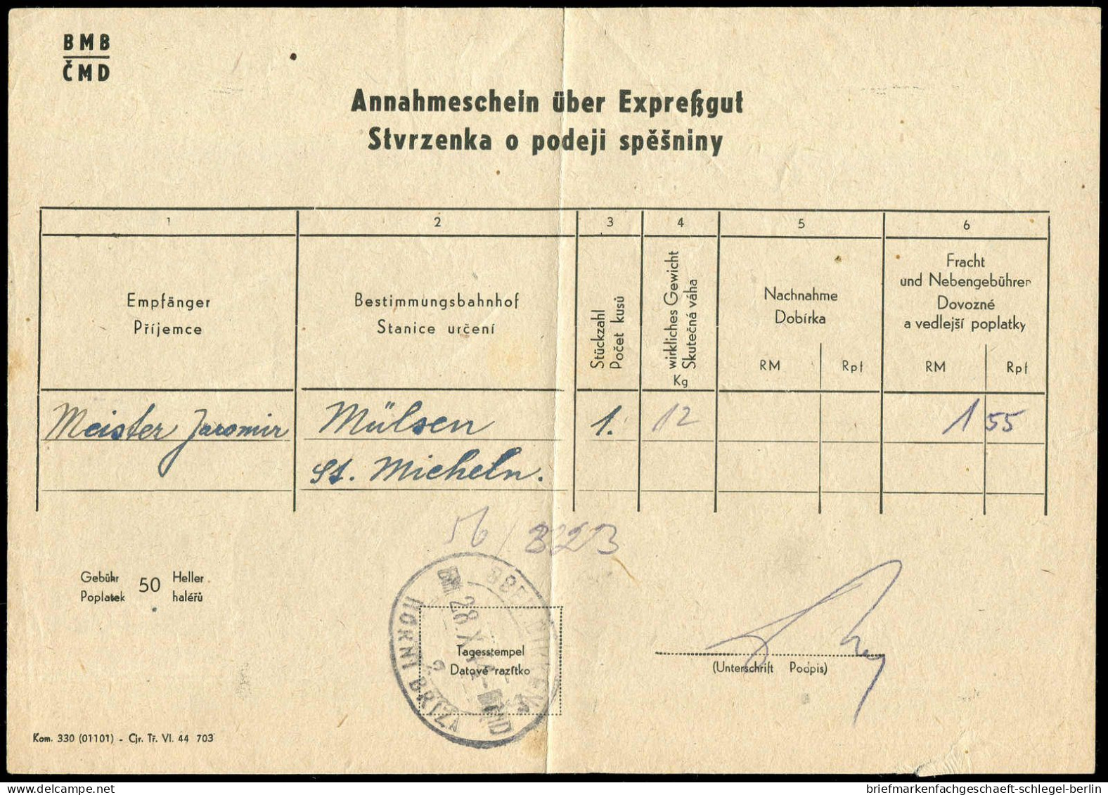 Böhmen & Mähren, 1944, Brief - Altri & Non Classificati