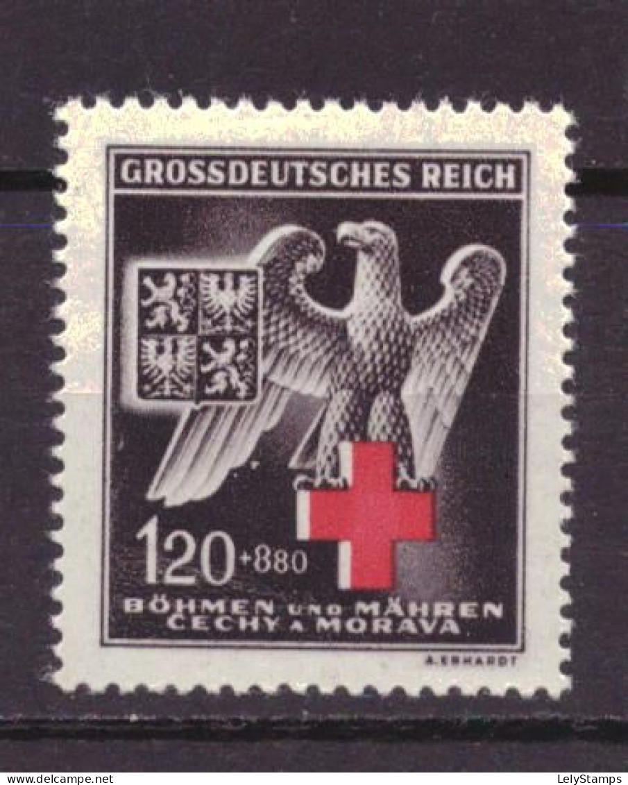 Bohmen Und Mahren 132 MH * Red Cross WW2 Eagle (1943) - Unused Stamps