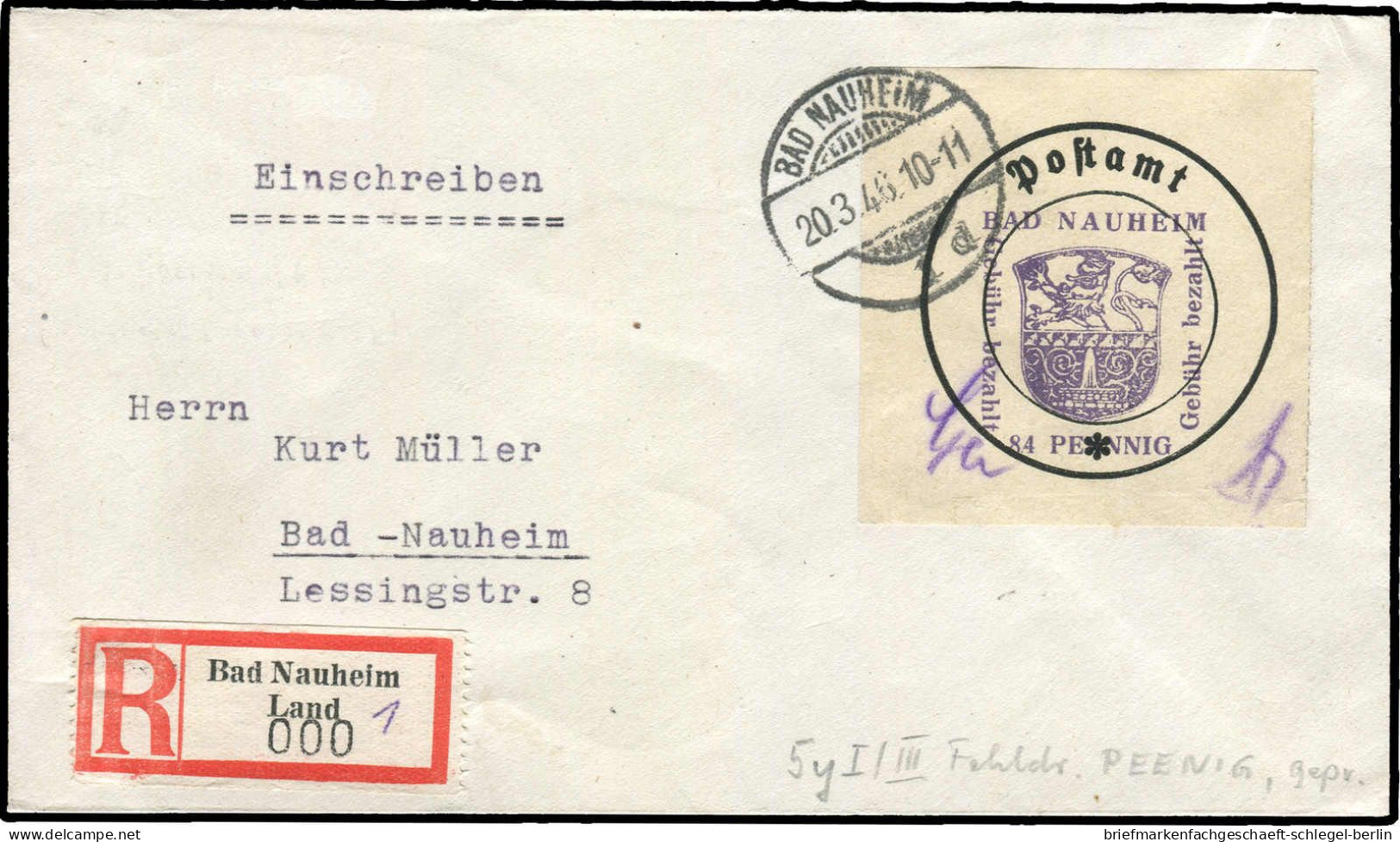 Deutsche Lokalausg. Bad Nauheim, 1946, 5 Y I/ III, Brief - Autres & Non Classés