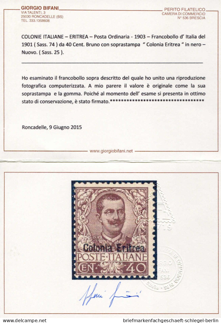 Italienisch Eritrea, 1903, 25, Ungebraucht - Autres & Non Classés