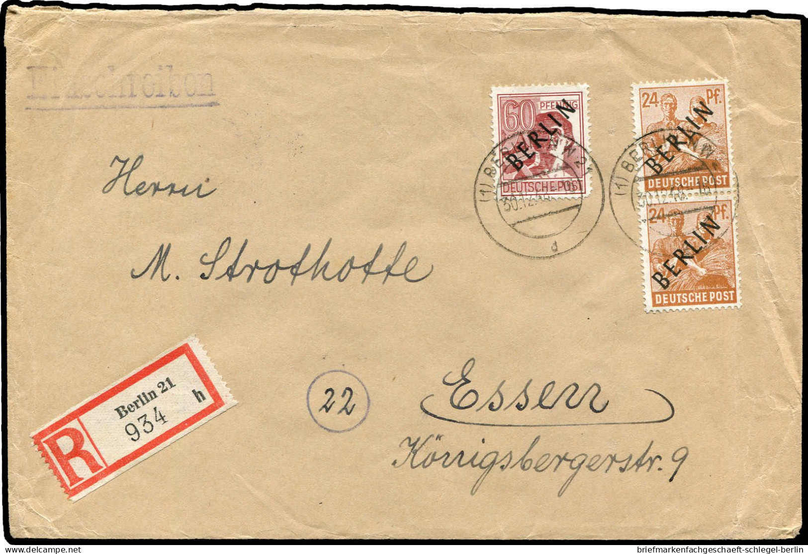 Berlin, 1948, 9 (2), 14, Brief - Other & Unclassified