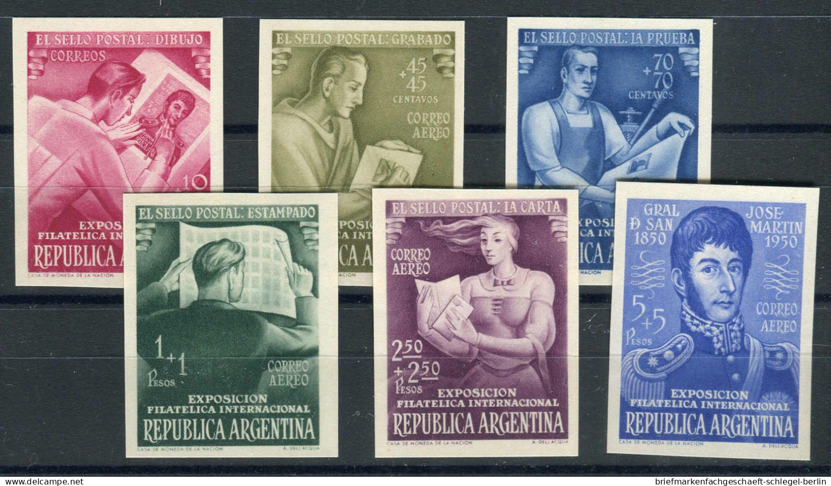 Argentinien, 1950, 576/81 Probe, Ohne Gummi - Other & Unclassified