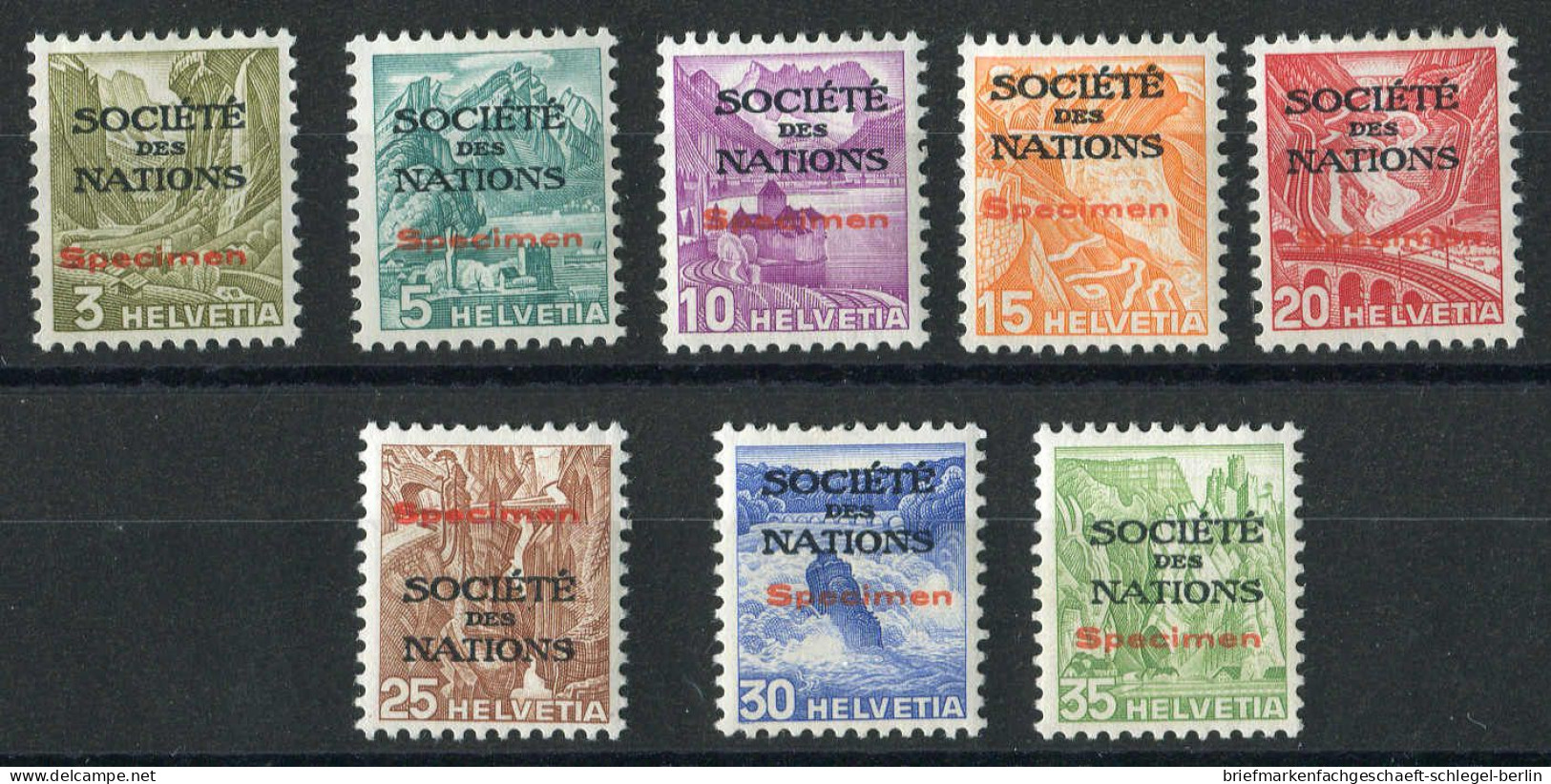 Schweiz Ausg. F.d. Völkerbund SDN, 1937, 39-47 Spec., Ungebraucht - Dienstmarken
