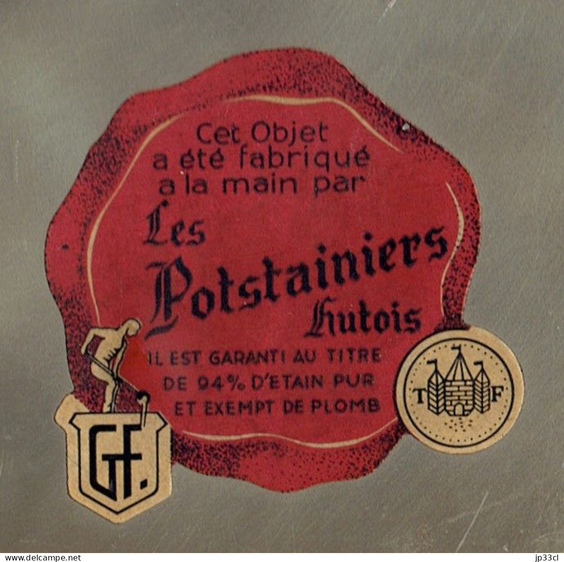 Grande Assiette En étain Des Potsstainiers Hutois (Fabriquée Main, 94% D'étain, Exempte De Plomb) - Zeitgenössische Kunst