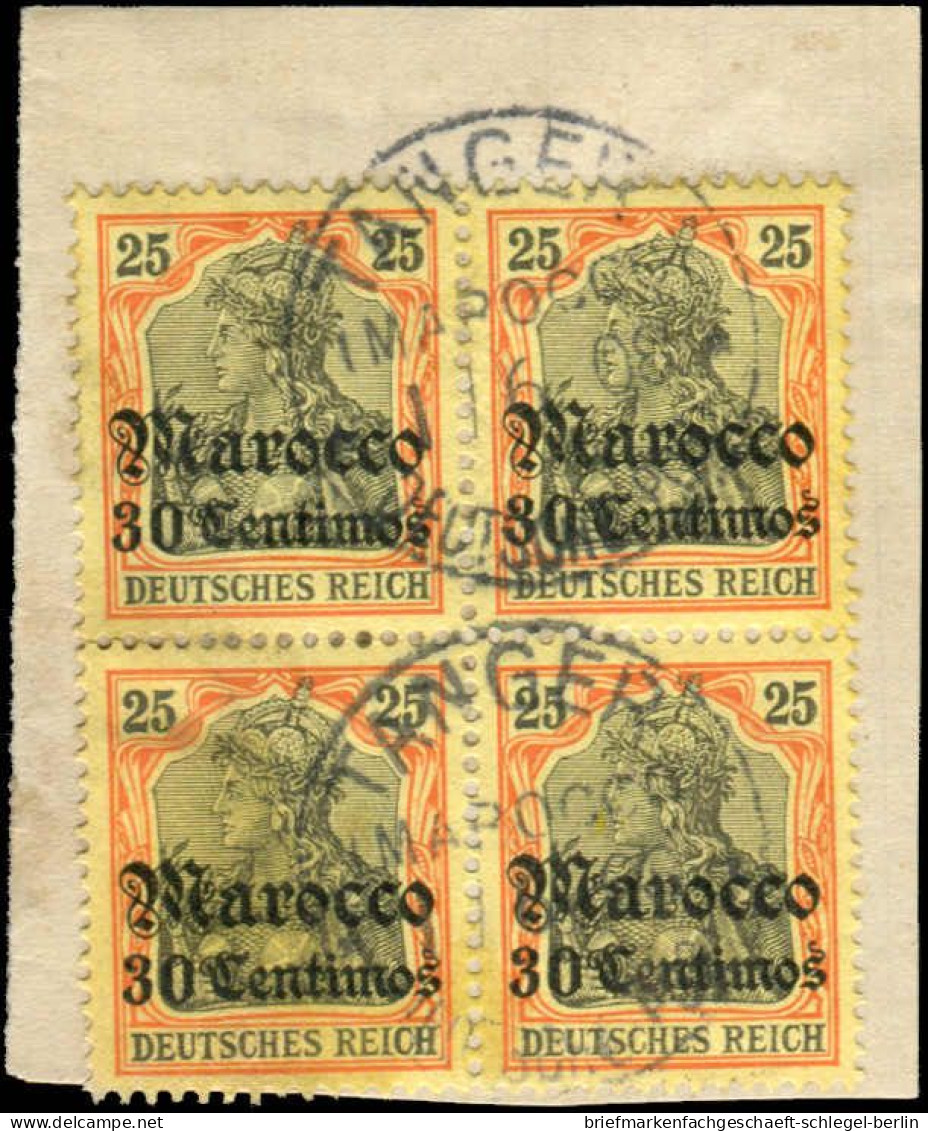 Deutsche Auslandspost Marokko, 1905, 25, Briefstück, Viererblock - Turkse Rijk (kantoren)