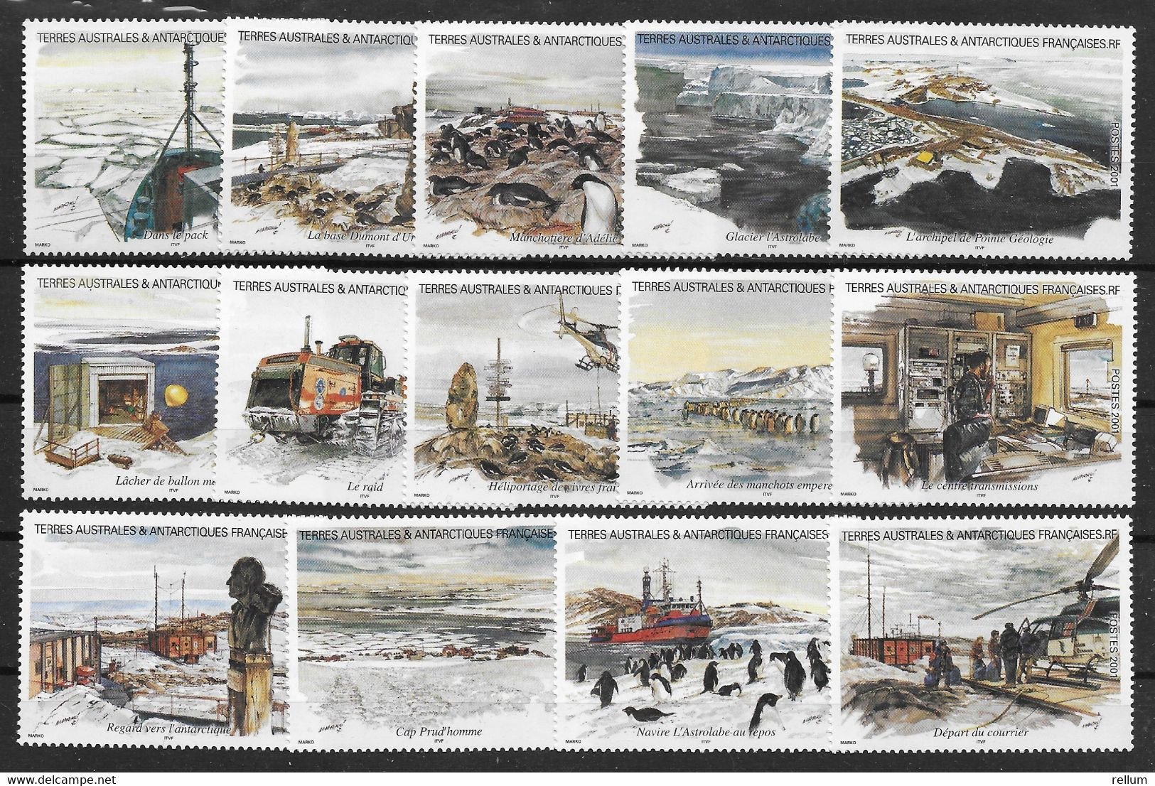 TAAF 2001 - Yvert Nr. 308/321 - Michel Nr. 459/472  ** - Unused Stamps
