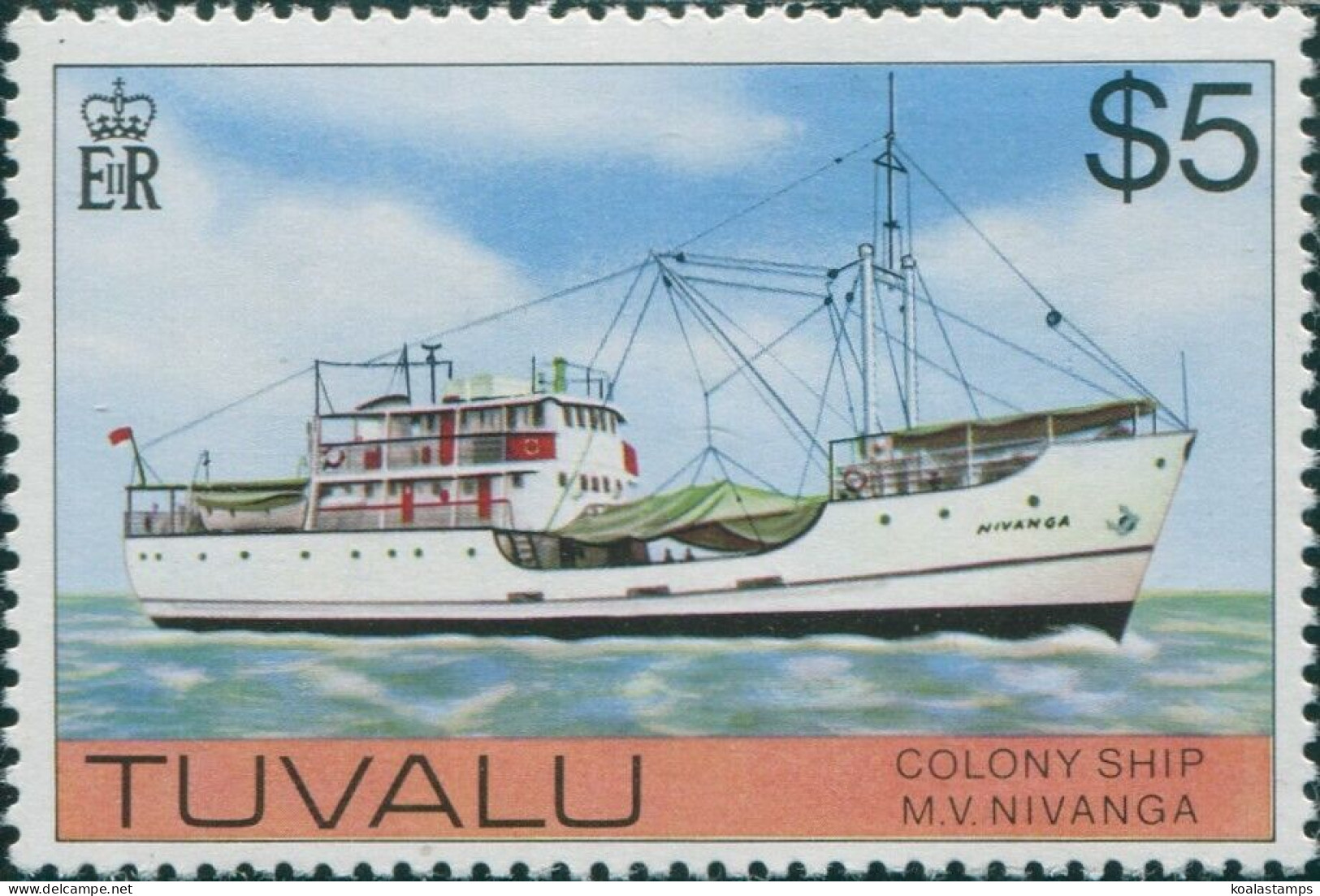 Tuvalu 1976 SG44 $5 Colony Ship MNH - Tuvalu