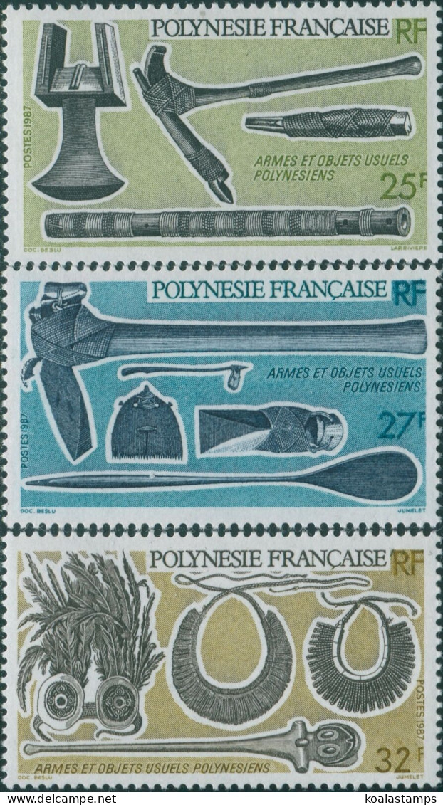 French Polynesia 1987 Sc#468-470,SG517-519 Tools And Weapons Set MNH - Sonstige & Ohne Zuordnung
