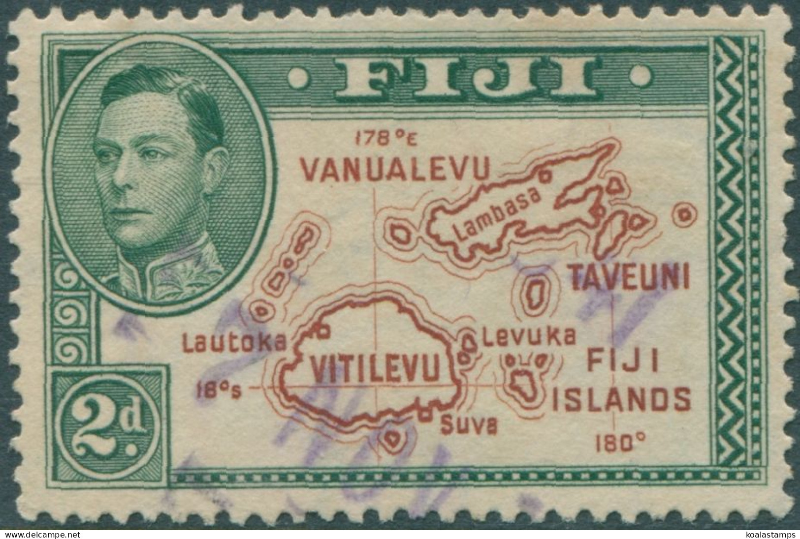 Fiji 1938 SG254 2d Brown And Green Islands With 180 KGVI P13½ FU - Fidji (1970-...)